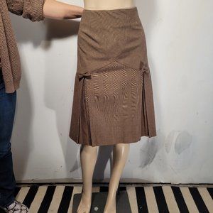 Anthropologie Sz 6 A-Line Tweed Pleated skirt with Bow Details